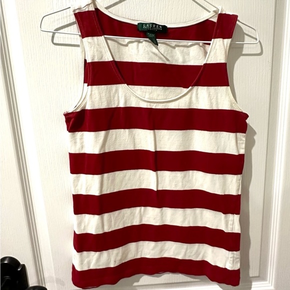 Ralph Lauren Red and White Striped Tank Top - Picture 1 of 6